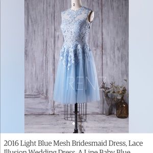 Bridesmaid dress in light blue.